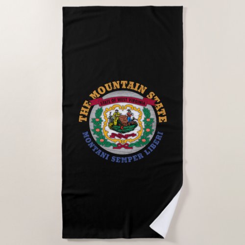 WEST VIRGINIA MOUNTAIN STATE FLAG BEACH TOWEL