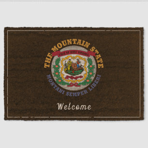 WEST VIRGINIA MOUNTAIN STATE FLAG DOORMAT FIBER DOORMAT