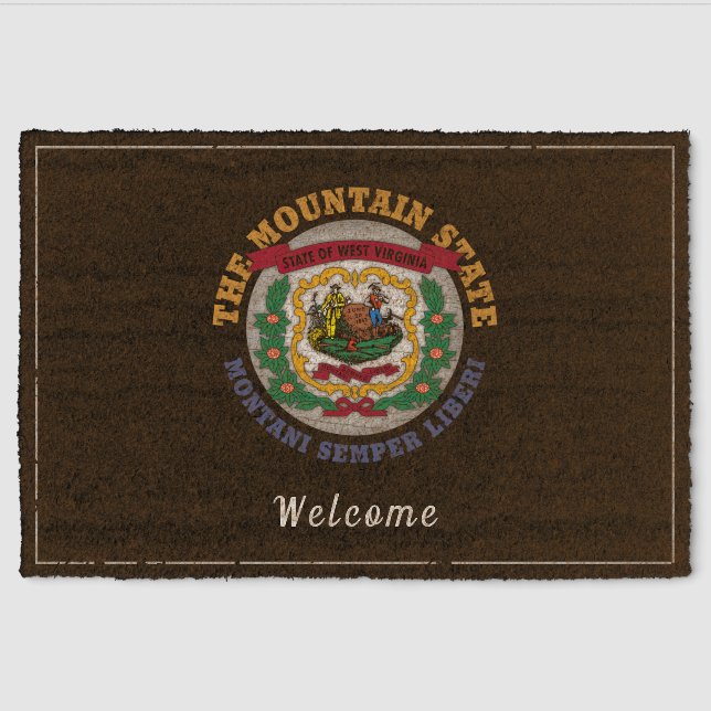 WEST VIRGINIA MOUNTAIN STATE FLAG DOORMAT FIBER DOORMAT (Front)