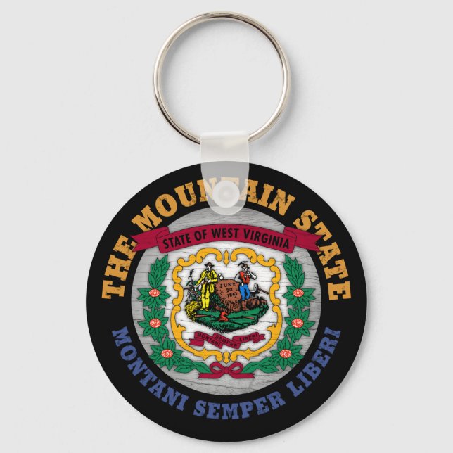 WEST VIRGINIA MOUNTAIN STATE FLAG KEYCHAIN (Front)