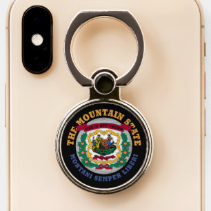 WEST VIRGINIA MOUNTAIN STATE FLAG PHONE RING STAND