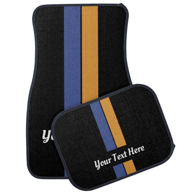 West Virginia Mountain State Gold and Blue Stripes Car Floor Mat (Set)