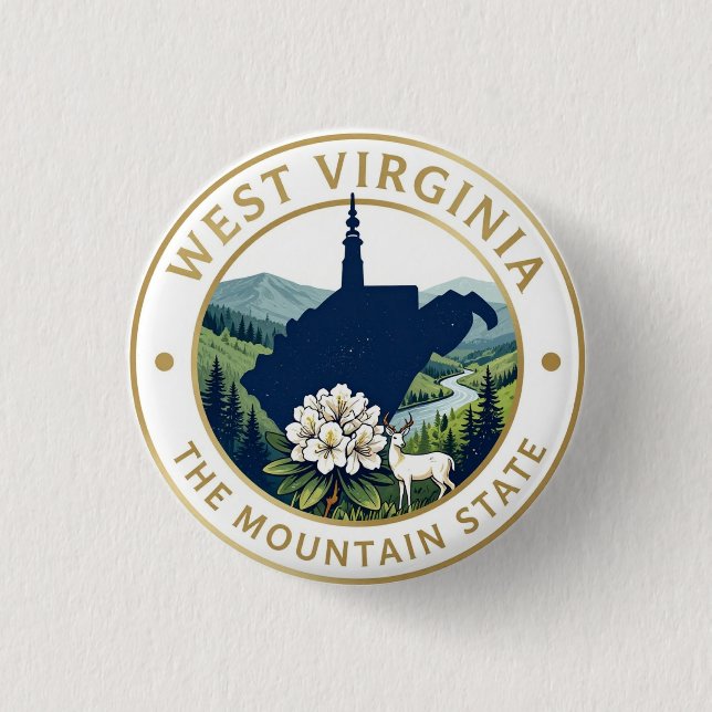 WEST VIRGINIA Mountain State Heritage Button (Front)