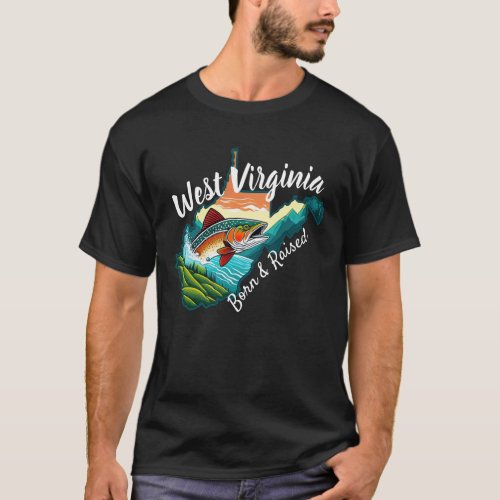 West Virginia Mountain State Reel Fishing Sports T_Shirt
