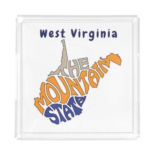 West Virginia Nickname Word Art Acrylic Tray