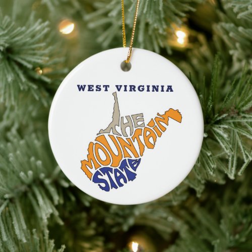 West Virginia Nickname Word Art Ceramic Ornament