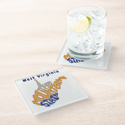 West Virginia Nickname Word Art Glass Coaster