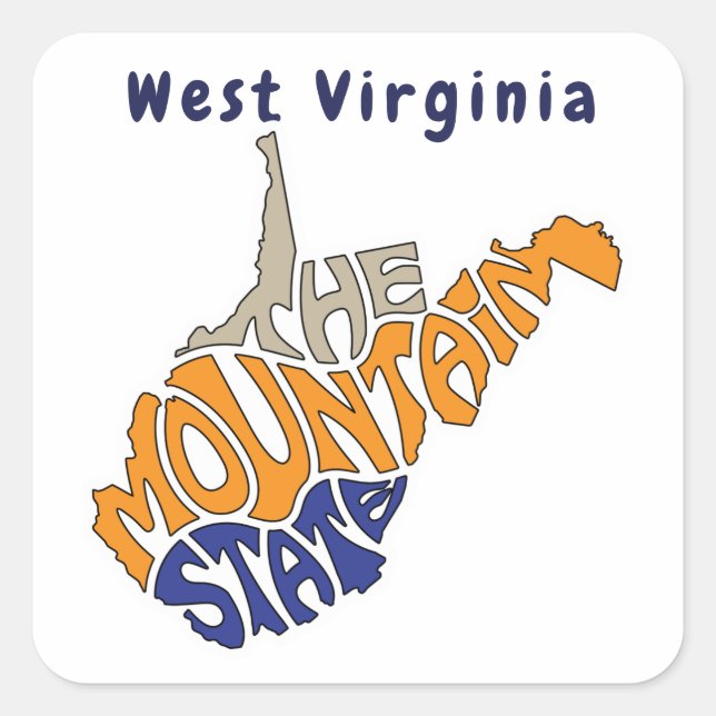 West Virginia Nickname Word Art Square Sticker (Front)