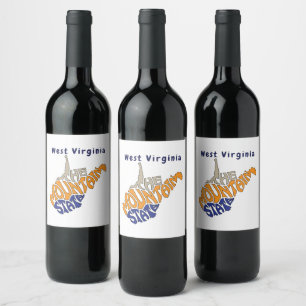 West Virginia Nickname Word Art Wine Label