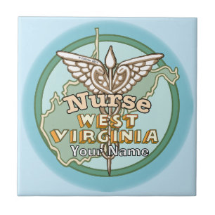 West Virginia Nurse Caduceus Ceramic Tile