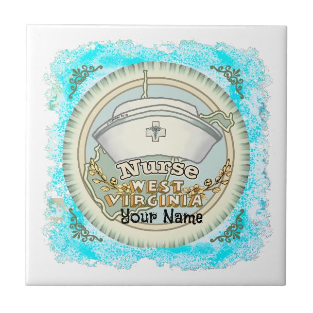 West Virginia Nurse Ceramic Tile (Front)