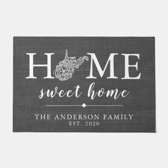 WEST VIRGINIA Personalized State Doormat (Front)