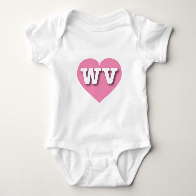 West Virginia Pink Heart - I love WV Baby Bodysuit (Front)