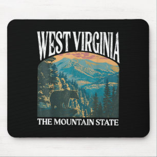 West Virginia Retro Bear Mountain Graphic Mouse Pad