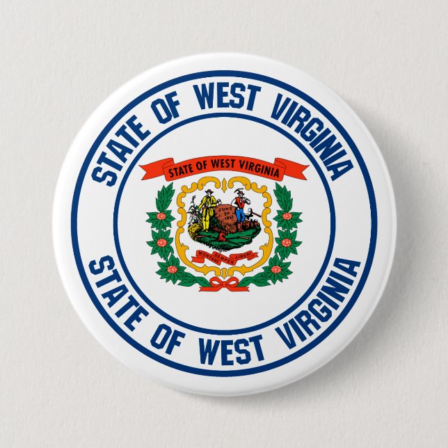 West Virginia Round Emblem Button (Front)