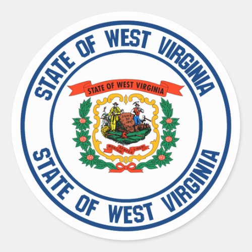 West Virginia Round Emblem Classic Round Sticker