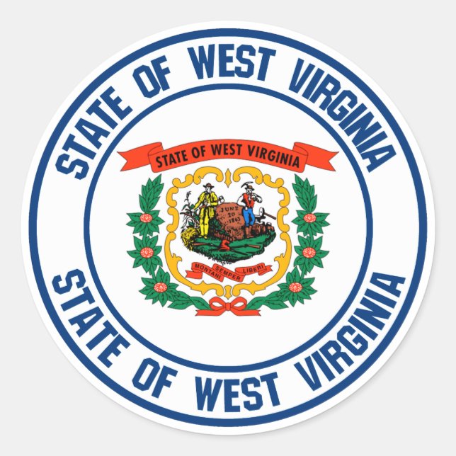 West Virginia Round Emblem Classic Round Sticker (Front)