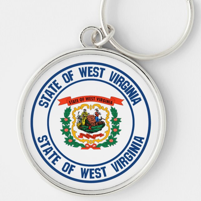 West Virginia Round Emblem Keychain (Front)