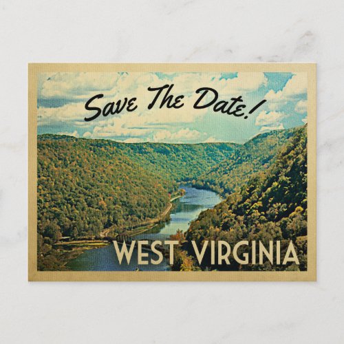 West Virginia Save The Date River Nature Vintage Announcement Postcard