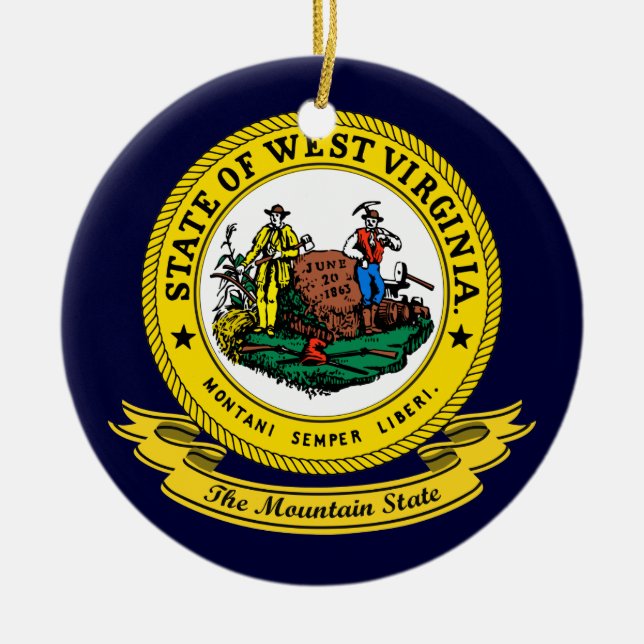 West Virginia Seal Ceramic Ornament (Front)