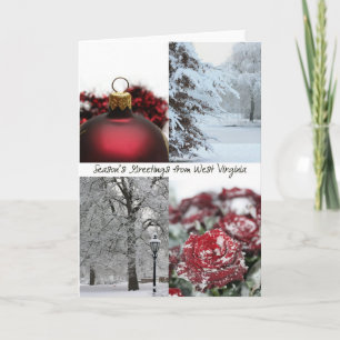 West Virginia Season's Greetings - Red collage Holiday Card