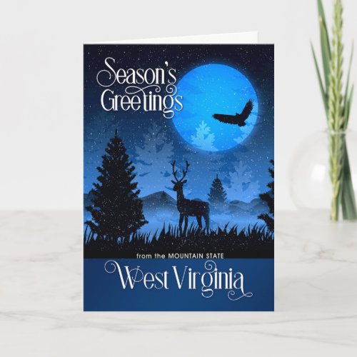 West Virginia Seasons Greetings Woodland Deer Holiday Card