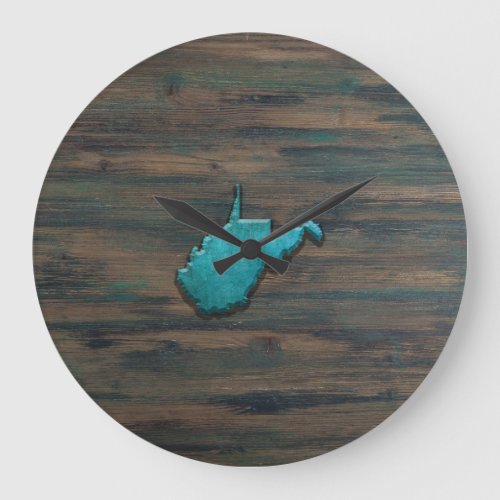 West Virginia Shape Teal Large Clock