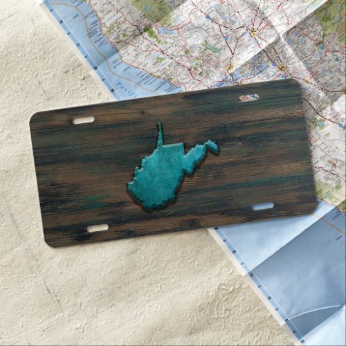 West Virginia Shape Teal License Plate