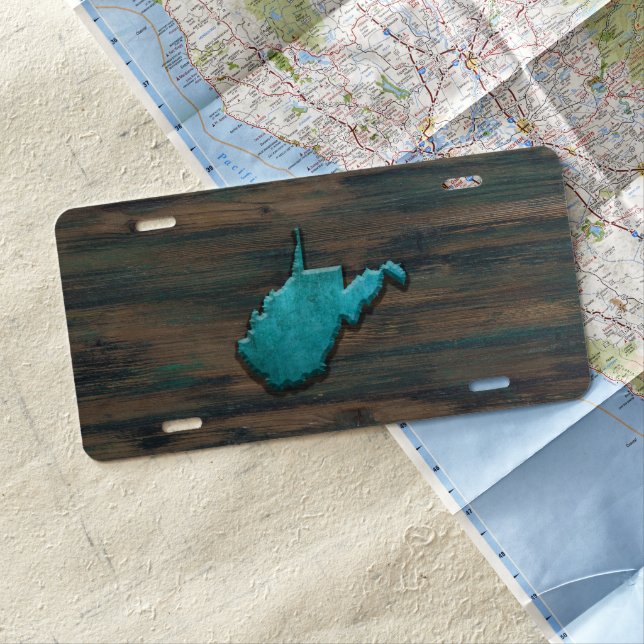 West Virginia Shape Teal License Plate (In Situ)