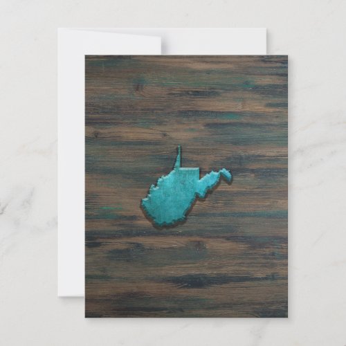 West Virginia Shape Teal Thank You Card