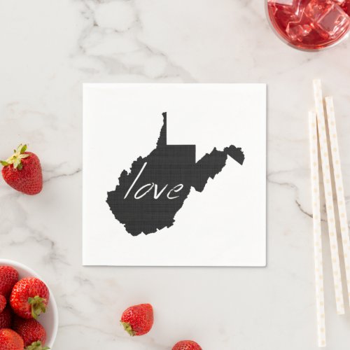 West Virginia Shaped Chalkboard Virginian Love Paper Napkins