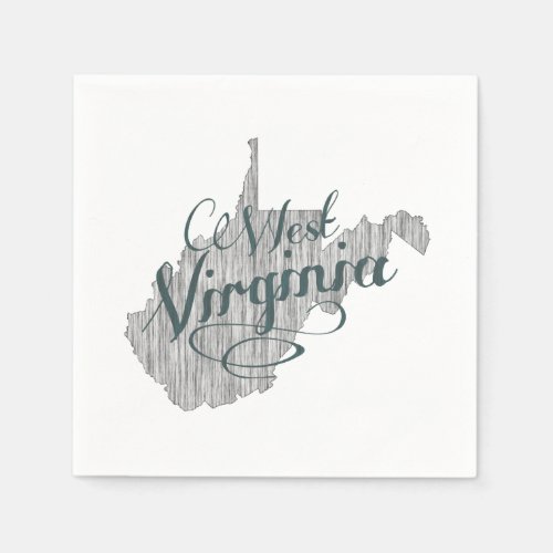 West Virginia Shaped Vintage Gray Typography Text Paper Napkins