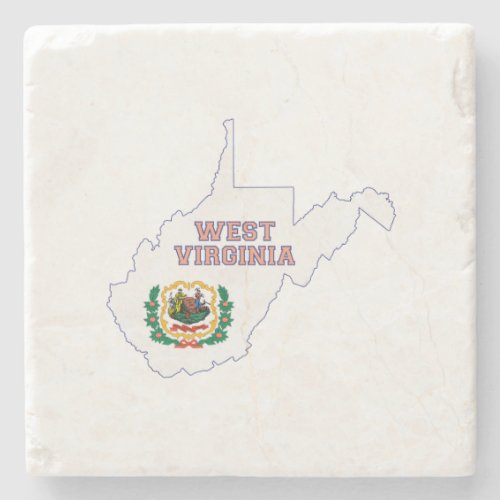 West Virginia Silhouette Map Shaped State Flag Stone Coaster