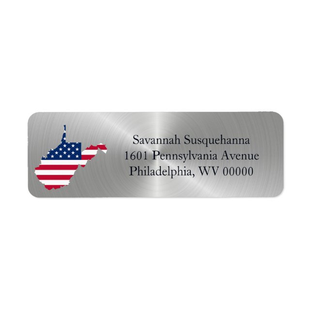 West Virginia Silver American Flag Patriotic Label (Front)