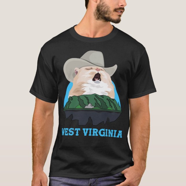 WEST VIRGINIA Singing Cowboy Cat Meme T-Shirt (Front)