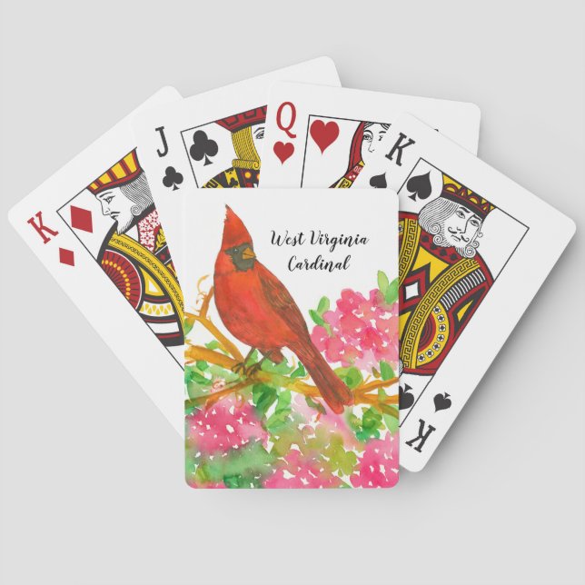 West Virginia Souvenir Bird Cardinal Flowers Poker Cards (Back)