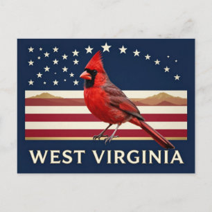 West Virginia State Bird Cardinal Heritage Postcard