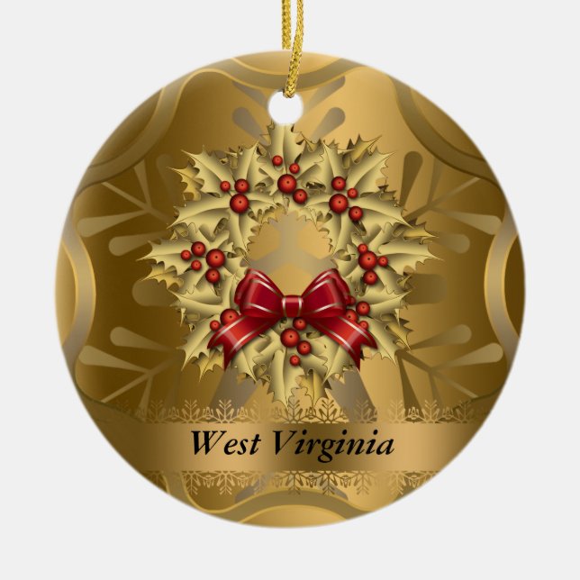 West Virginia State Christmas Ornament (Front)