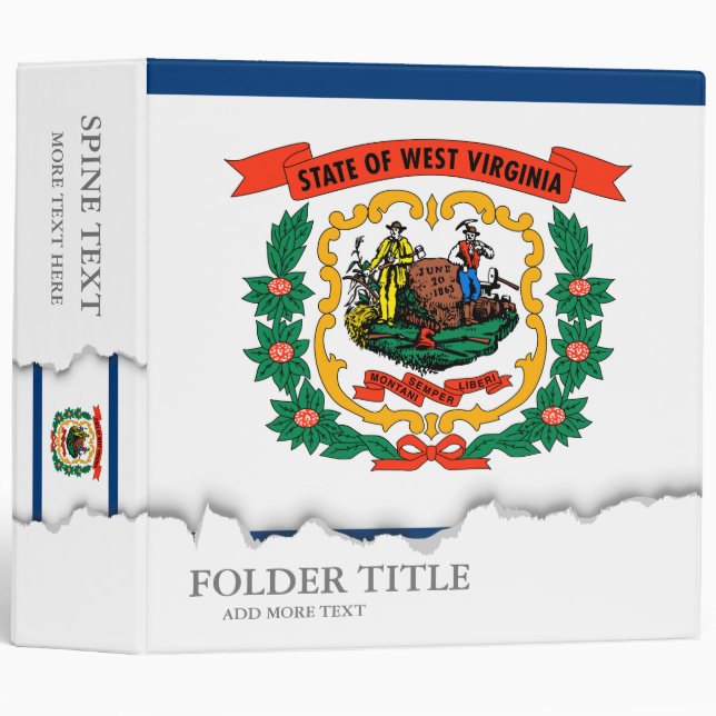 West Virginia State Flag 3 Ring Binder (Front/Spine)