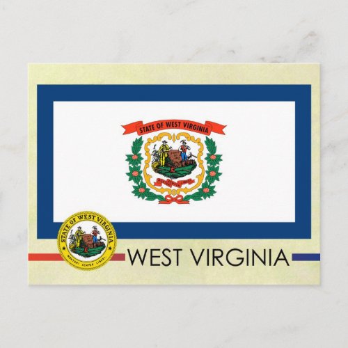 West Virginia State Flag and Seal Postcard