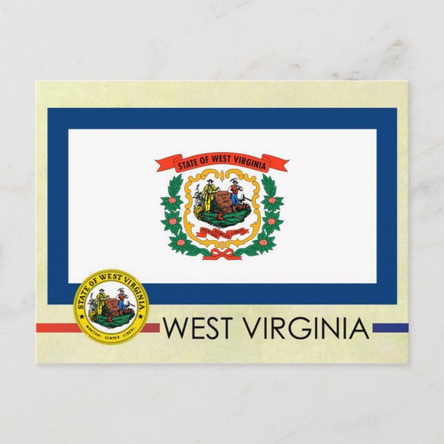 West Virginia State Flag and Seal Postcard (Front)