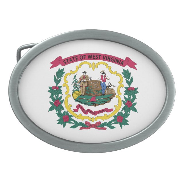 West Virginia State Flag Belt Buckle (Front)