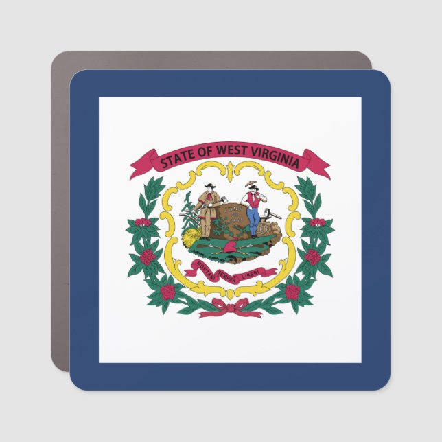 West Virginia State Flag Car Magnet (Front)