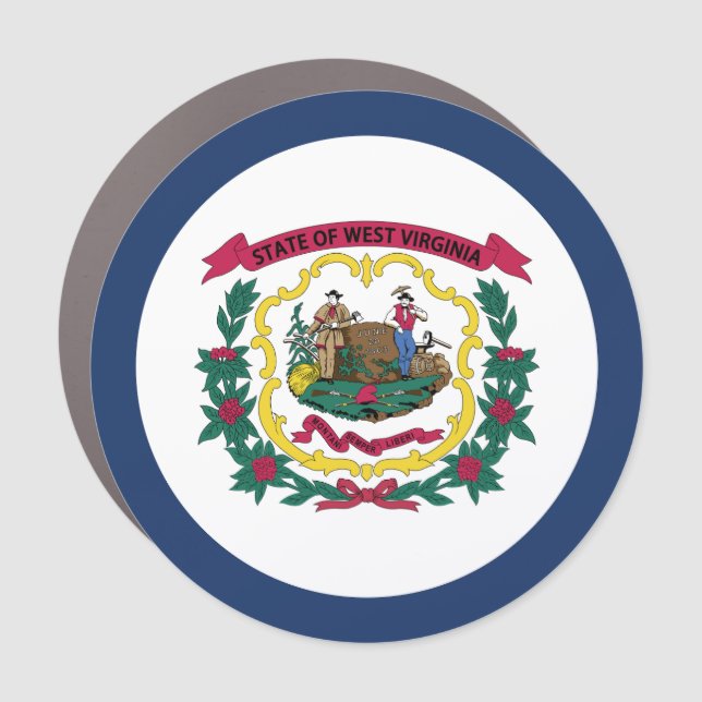 West Virginia State Flag Car Magnet (Front)