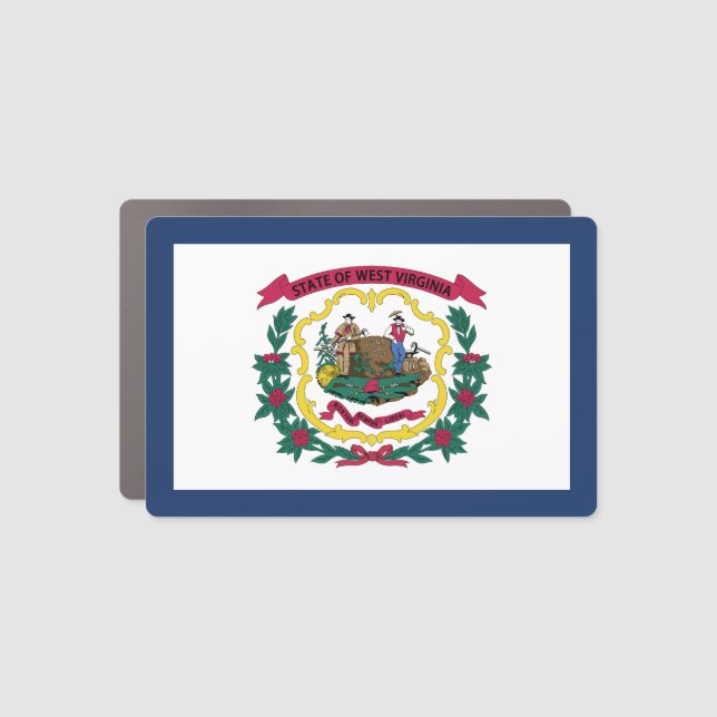 West Virginia State Flag Car Magnet (Front)