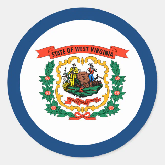 West Virginia State Flag Classic Round Sticker | Zazzle