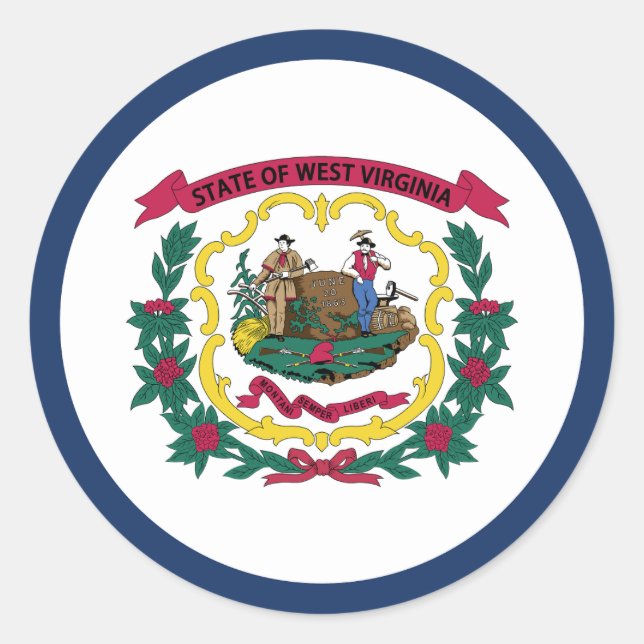 West Virginia State Flag Classic Round Sticker (Front)