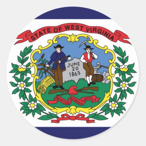 West Virginia State Flag Classic Round Sticker
