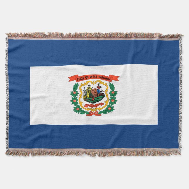 West Virginia State Flag Design Decor Throw Blanket (Front)