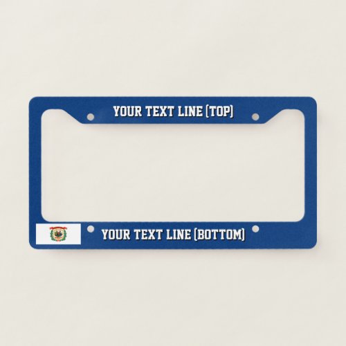 West Virginia State Flag Design on a Personalized License Plate Frame